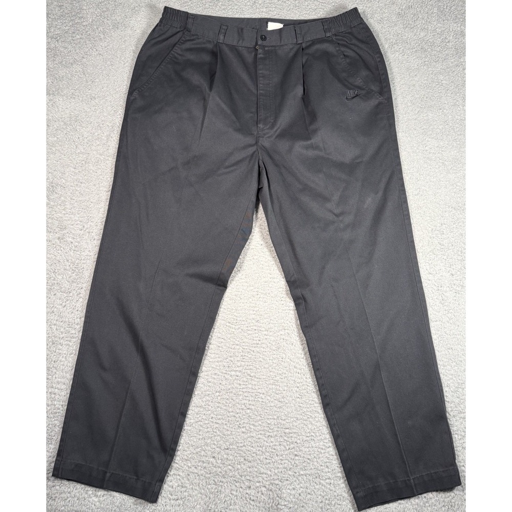 RARE Vintage 90s Nike Baggy Wide Leg Relaxed‎ Chino Pants Mens XL Black